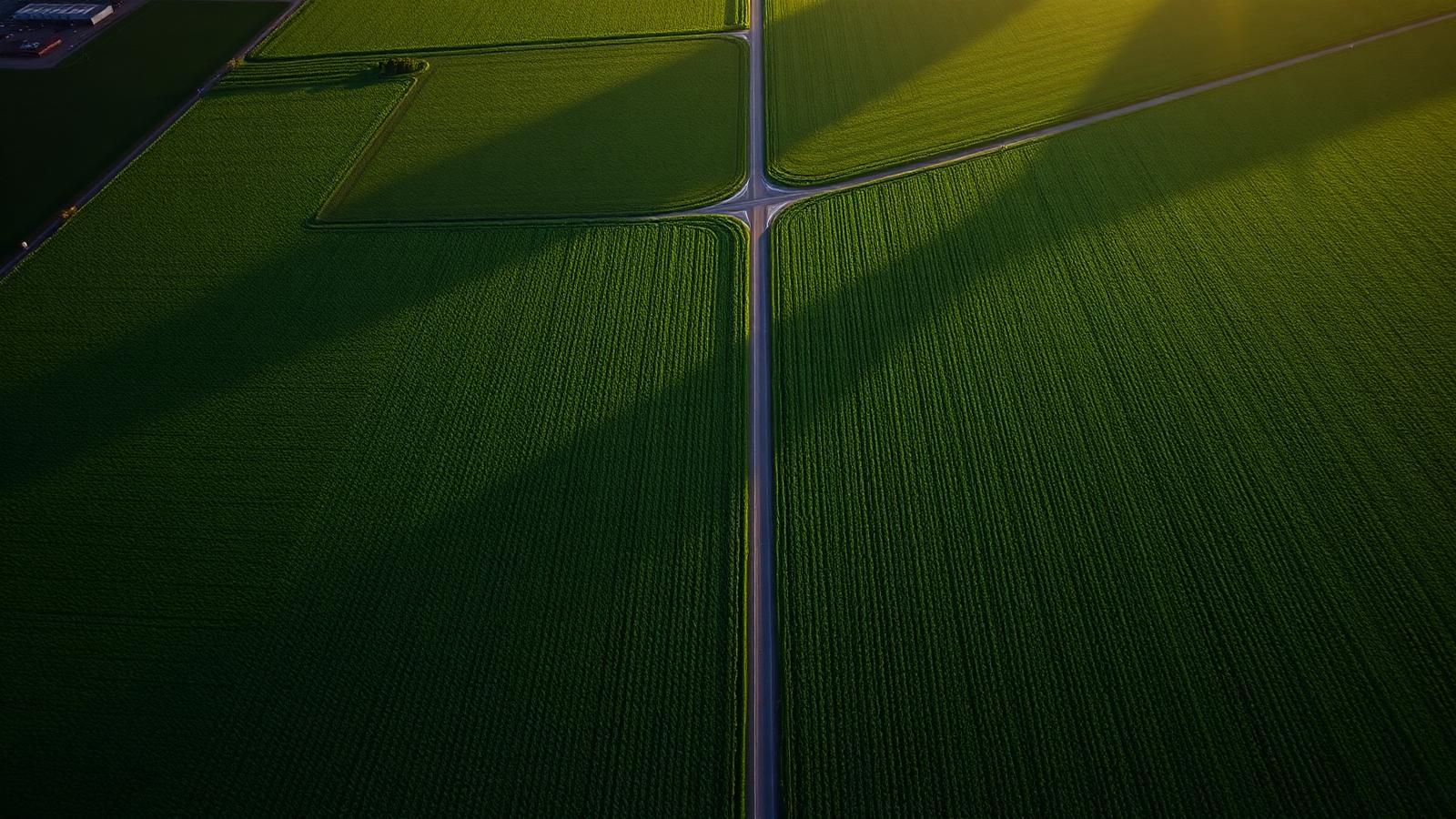 Vista aérea de campos agrícolas